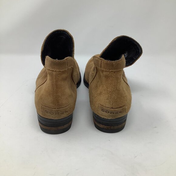 Sorel women's Lolla Cut-Out Booties 10 tan suede leather ankle - Picture 4 of 7